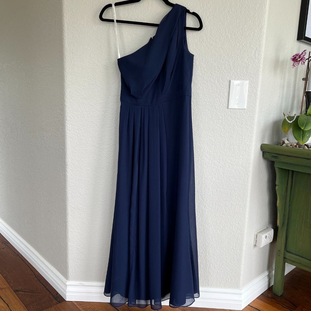Navy One-Shoulder Bridesmaid Dress